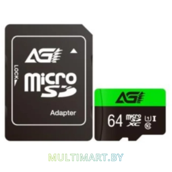 Карта памяти AGI TF138 microSDHC AGI064GU1TF138 64GB (с адаптером)
